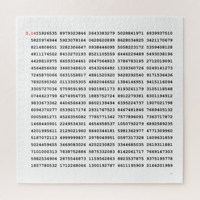 1000 First Digits Pi Number | Mathematical symbol Jigsaw Puzzle (Vertical)