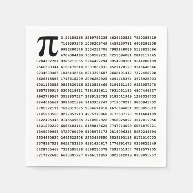 1000 First Digits Pi Number | Mathematical symbol Napkin (Front)