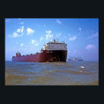 1000-Foot Laker Poster<br><div class="desc">This is M/V Stewart J Cort,  the very first 1000 foot freighter (bulk carrier) on the Great Lakes.  She looks brand new and she's dressed with flags.  My guess is this is a photo of her maiden voyage in 1972.  Image from an original slide.</div>