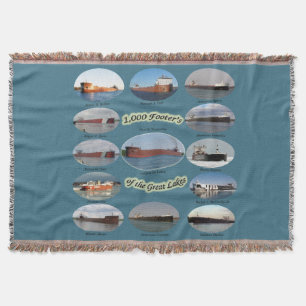 1000 Footers on Great Lakes throw blanket