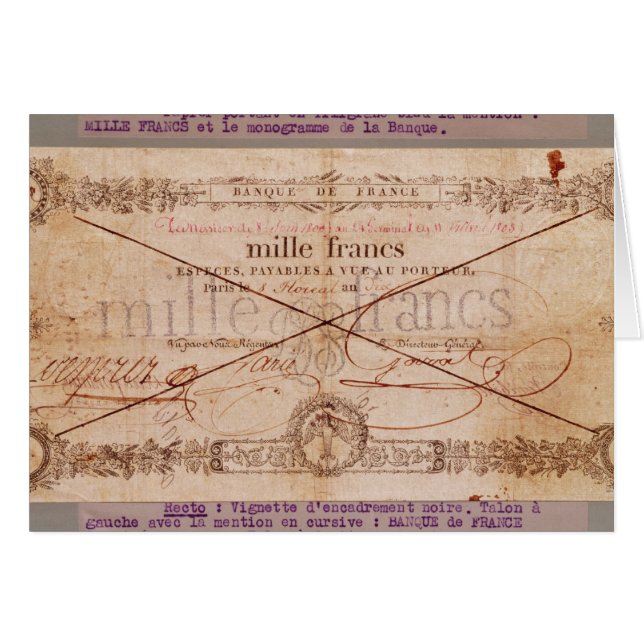 1000 Francs banknote from 8 Floreal, An X (Front Horizontal)