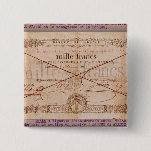 1000 Francs banknote from 8 Floreal, An X 2 Inch Square Button