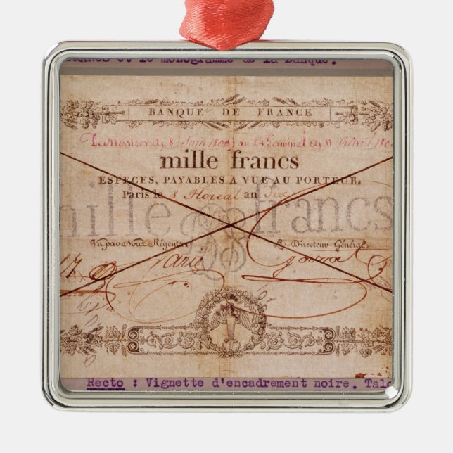 1000 Francs banknote from 8 Floreal, An X Metal Ornament (Front)