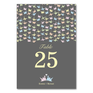 1000 Hanging Origami Paper Cranes Wedding (Grey) Table Number