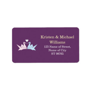 1000 Hanging Origami Paper Cranes Wedding (Purple) Label