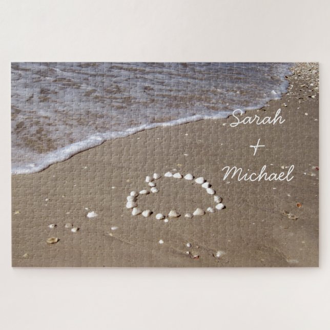 1000 piece Shell Heart on the Sandy Beach Jigsaw Puzzle (Horizontal)