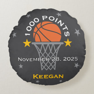1000 Points Basketball Milestone Custom Round Pillow