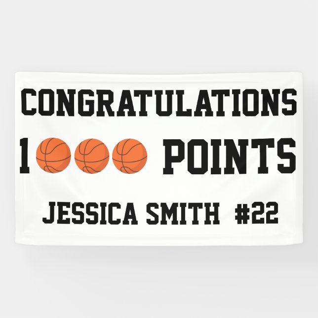 1000 Points Career Milstone Scorer Team Player  Banner (Horizontal)