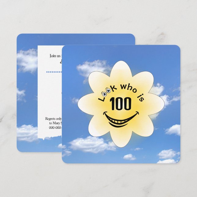 1000th Birthday Party Summer Sunshine Invitation (Front/Back)
