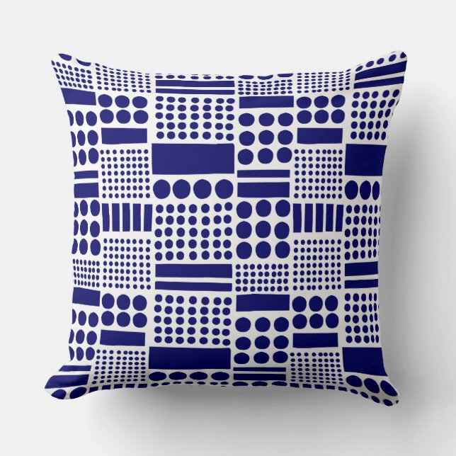 100416 - Deep Navy on White Throw Pillow (Front)