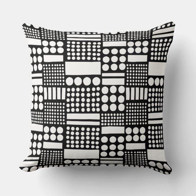 100416 - White on Black Throw Pillow (Front)