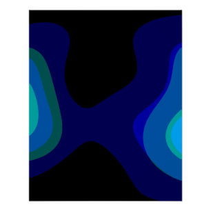 1007 Black And Blue Abstract Art Poster
