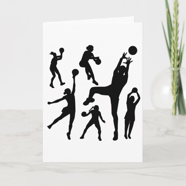 10097-netball-silhouette-vector SPORTS NET BALL PE Card (Front)