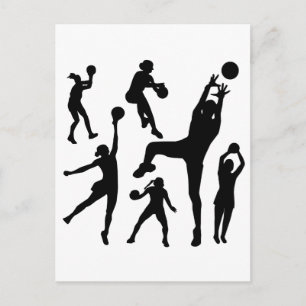 10097-netball-silhouette-vector SPORTS NET BALL PE Postcard