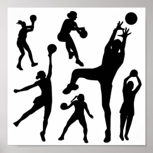 10097-netball-silhouette-vector SPORTS NET BALL PE Poster
