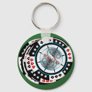 $100,000.00 Gambling Poker Chips Stack Keychain