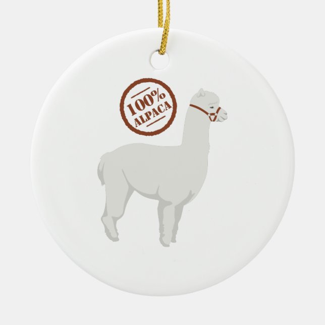 100% Alpaca Ceramic Ornament (Front)