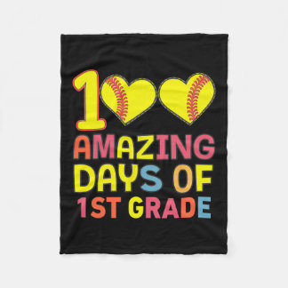 100 Amazing Days Of 1st Grade Softbyll Player Stud Fleece Blanket
