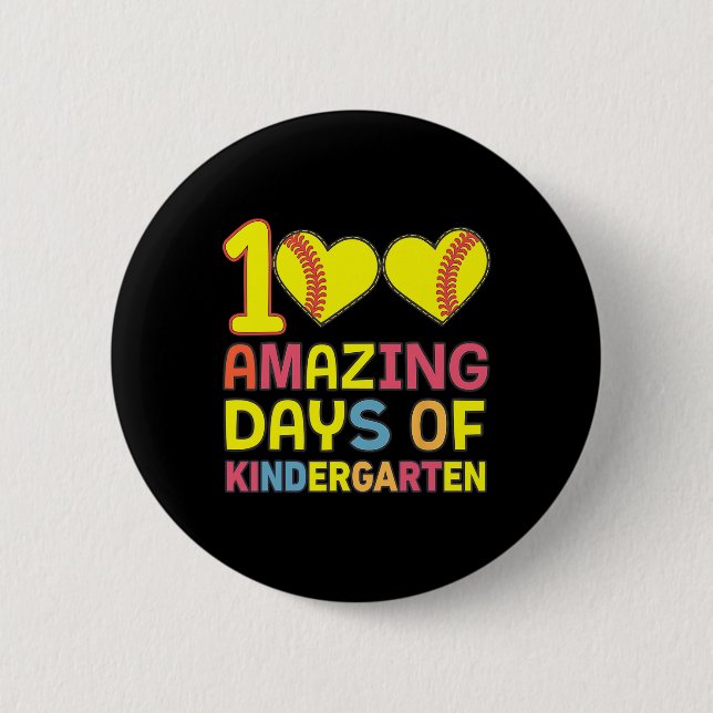 100 Amazing Days Of Kindergarten Softll Player Stu 2 Inch Round Button (Front)