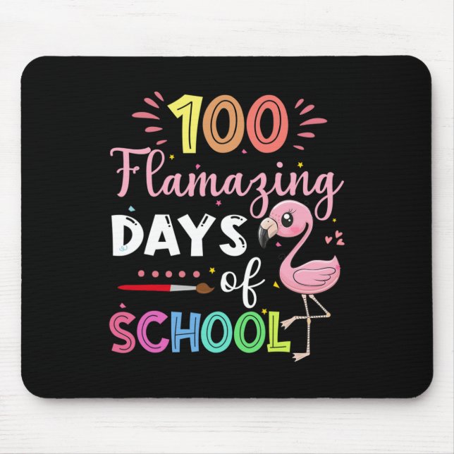 100 Amazing Days Of School Cute Flamingo Student T Mouse Pad (Front)