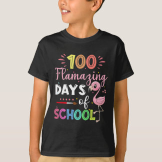 100 Amazing Days Of School Cute Flamingo Student T T-Shirt