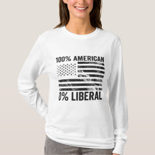 100% American 0% Liberal Republican American Flag T-Shirt