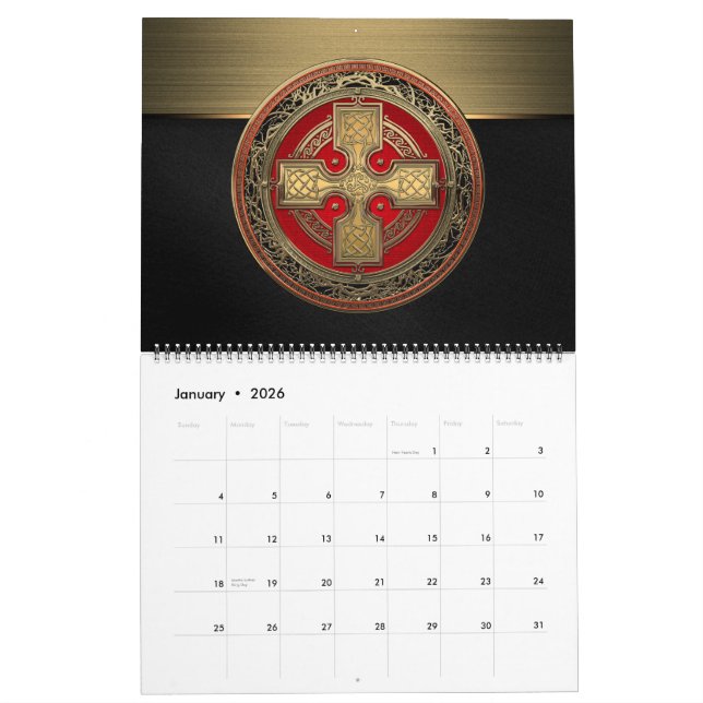 [100] Ancient Celtic Sacred Gold Knot Cross Calendar (Jan 2026)
