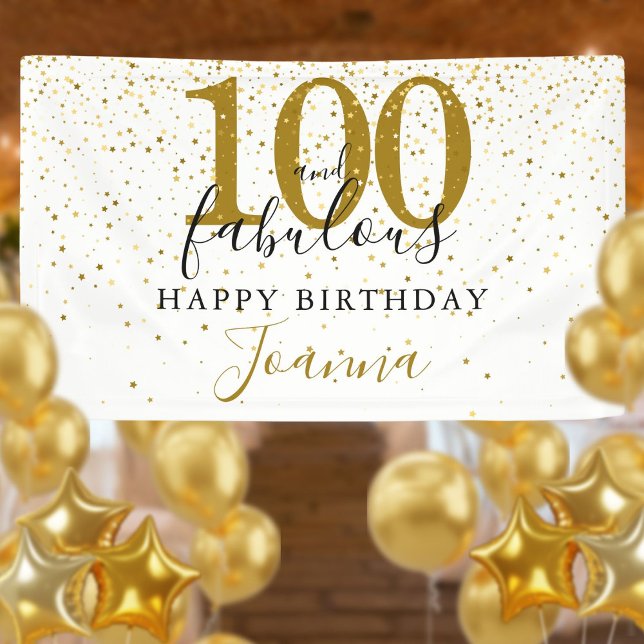 100 and Fabulous Birthday Elegant Gold and Black Banner (100 and Fabulous Birthday Elegant Gold and Black Banner)