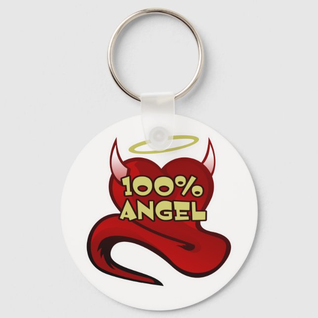 100% Angel Devil Heart Keychain (Front)