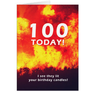 100 Anniversaire Humour de bougie de feu de forêt