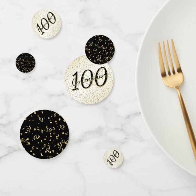 100 ans Centenaire Anniversaire Noir/Or Confetti (Groupe)