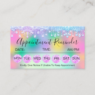 100 Appointment Reminder Drip Pink Holographic Business Card