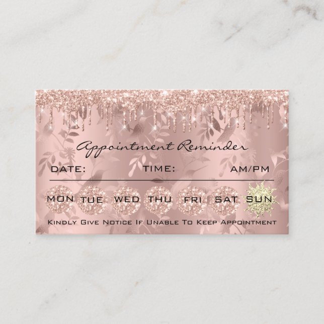 100 Appointment Reminder Floral Makeup Lash Hair Business Card (Front)