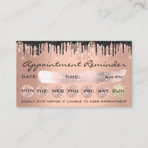 100 Appointment Reminder Rose Gold Glitter Drips Business Card