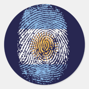 100% Argentinian DNA fingerprint Argentina flag gi Classic Round Sticker