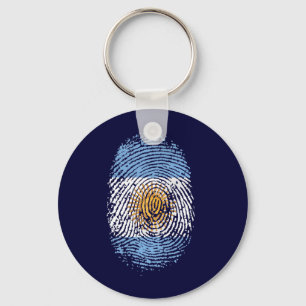 100% Argentinian DNA fingerprint Argentina flag gi Keychain