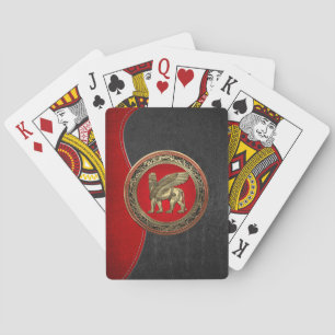 [100] Assyrian Winged Lion - Gold Lamassu Playing Cards