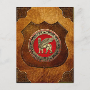[100] Assyrian Winged Lion - Gold Lamassu Postcard