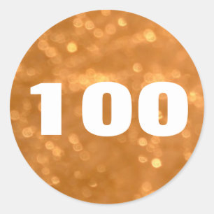 100 - Autocollant rond d'or de nombres