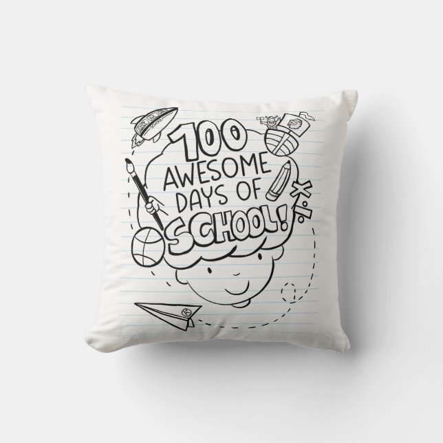 100 Awesome Days Of School Throw Pillow (Front)
