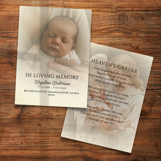 100 Baby Funeral Memorial Photo Prayer Cards (Creator Uploaded)