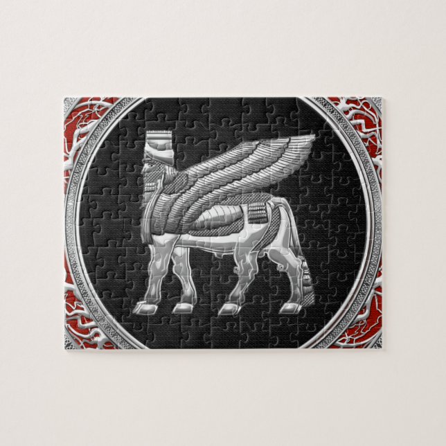[100] Babylonian Winged Bull [Silver] [3D] Jigsaw Puzzle (Horizontal)