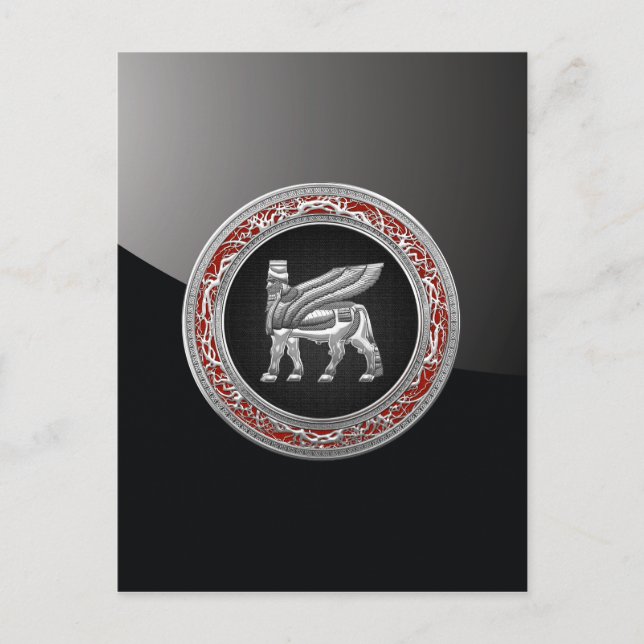 [100] Babylonian Winged Bull [Silver] [3D] Postcard (Front)