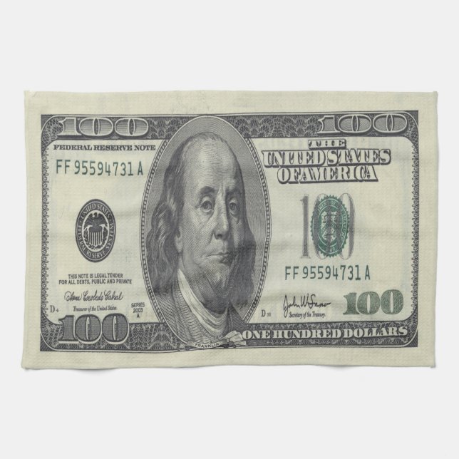 $100 Bill Kitchen Towel (Horizontal)