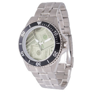 100$ Bill Oversized Gold Bracelet Watch