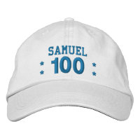 100 Birthday Custom Name BLUE Embroidery V01F4
