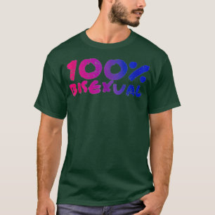 100 Biseual Pride Flag Proud LGBTQ Cool LGBT Ally  T-Shirt