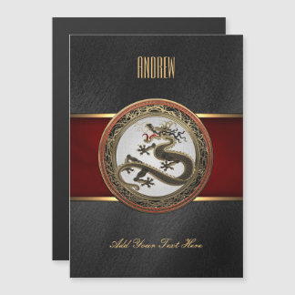 [100] Black and Gold Sacred Eastern Dragon Magnetic Invitation