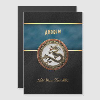 [100] Black and Gold Sacred Eastern Dragon Magnetic Invitation