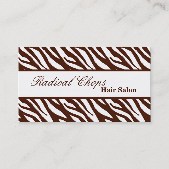 100 Borwn White Zebra Print Pattern Business Card (Front)